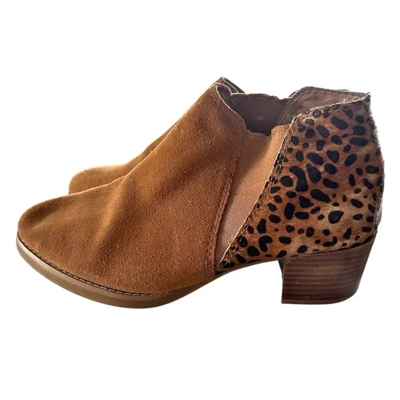 Anthropologie All Black Leopard Print Suede Booties Size 9 - Picture 1 of 6